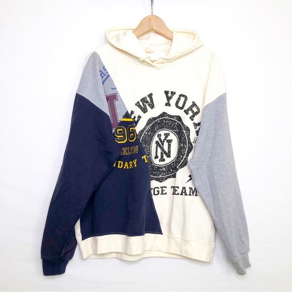 Urban outfitters, New York, color block, hooded sweatshirt - Picture 2 of 11